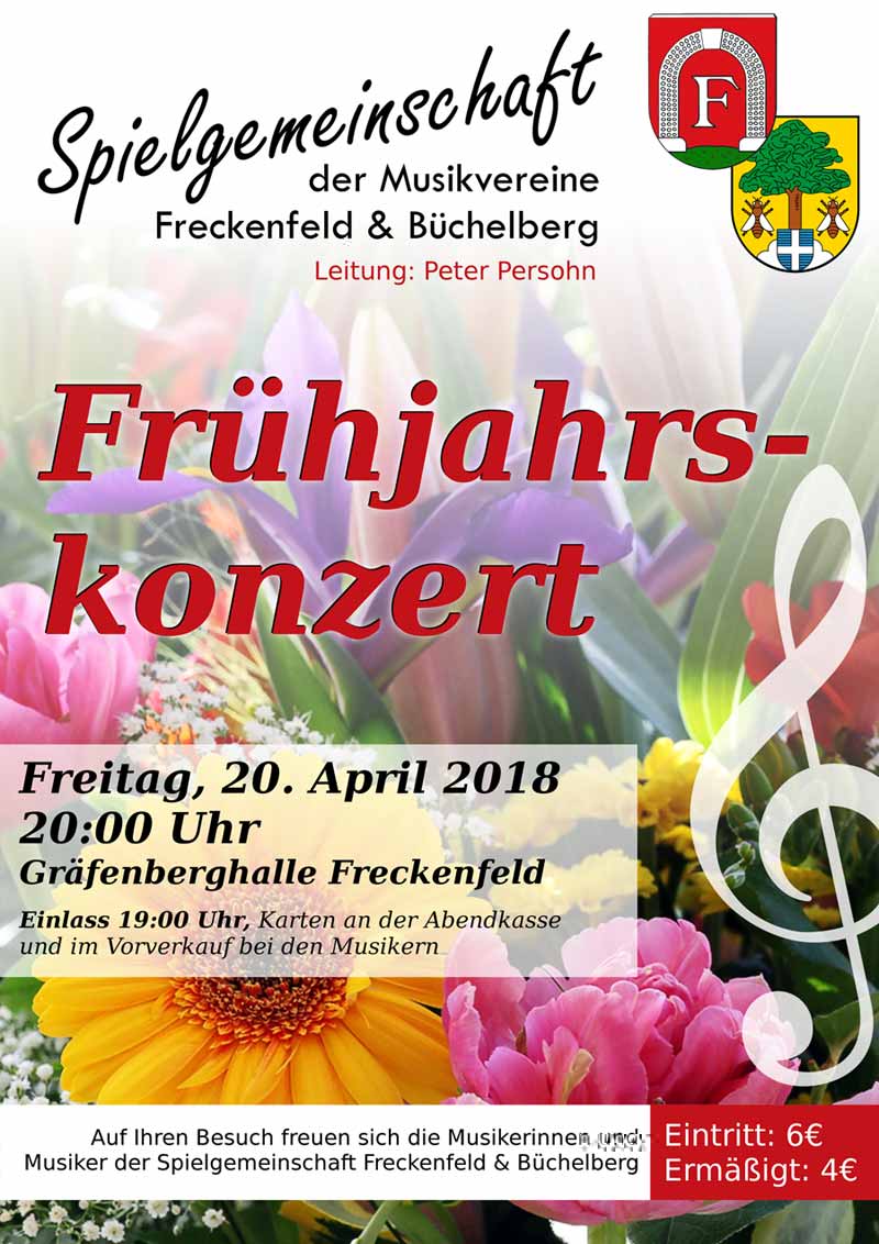 Plakat Frühjahrskonzert der Spielgemeinschaft Freckenfeld und Büchelberg